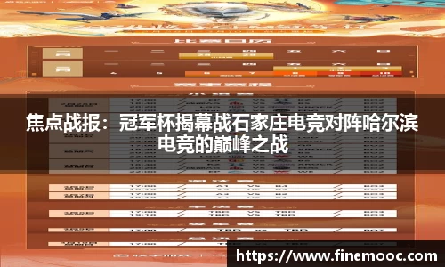 焦点战报：冠军杯揭幕战石家庄电竞对阵哈尔滨电竞的巅峰之战