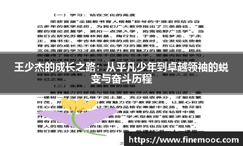 王少杰的成长之路：从平凡少年到卓越领袖的蜕变与奋斗历程
